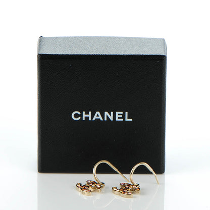 Chanel Crystal CC Hoop Earrings Gold Pink 5 of 5