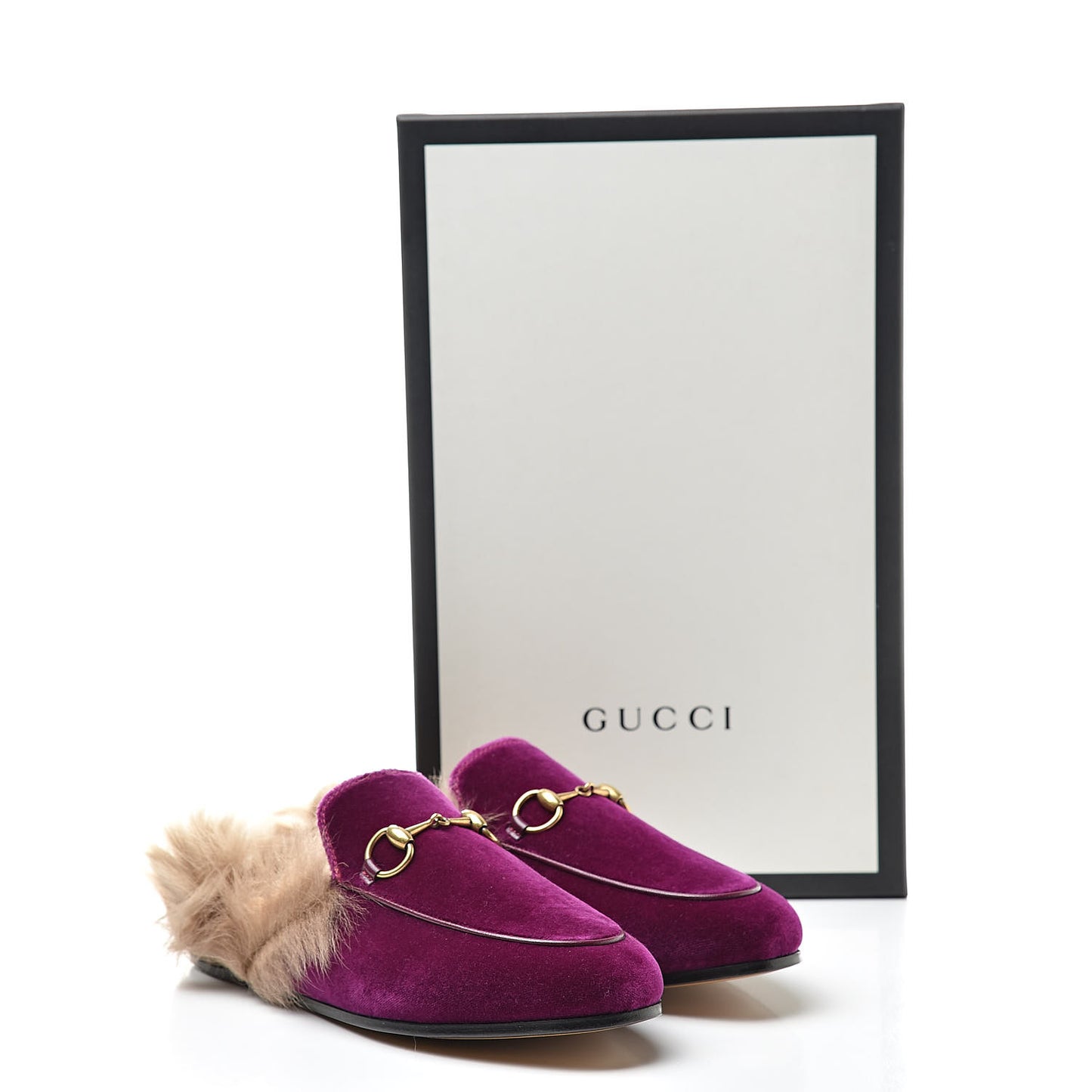Velvet Fur Womens Princetown Slippers 35 Fucsia Violet Cyclamen Natural