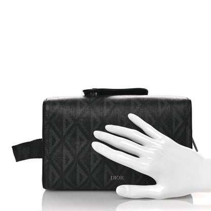 Christian Dior Canvas CD Diamond Lingot Toiletry Pouch Black 2 of 16