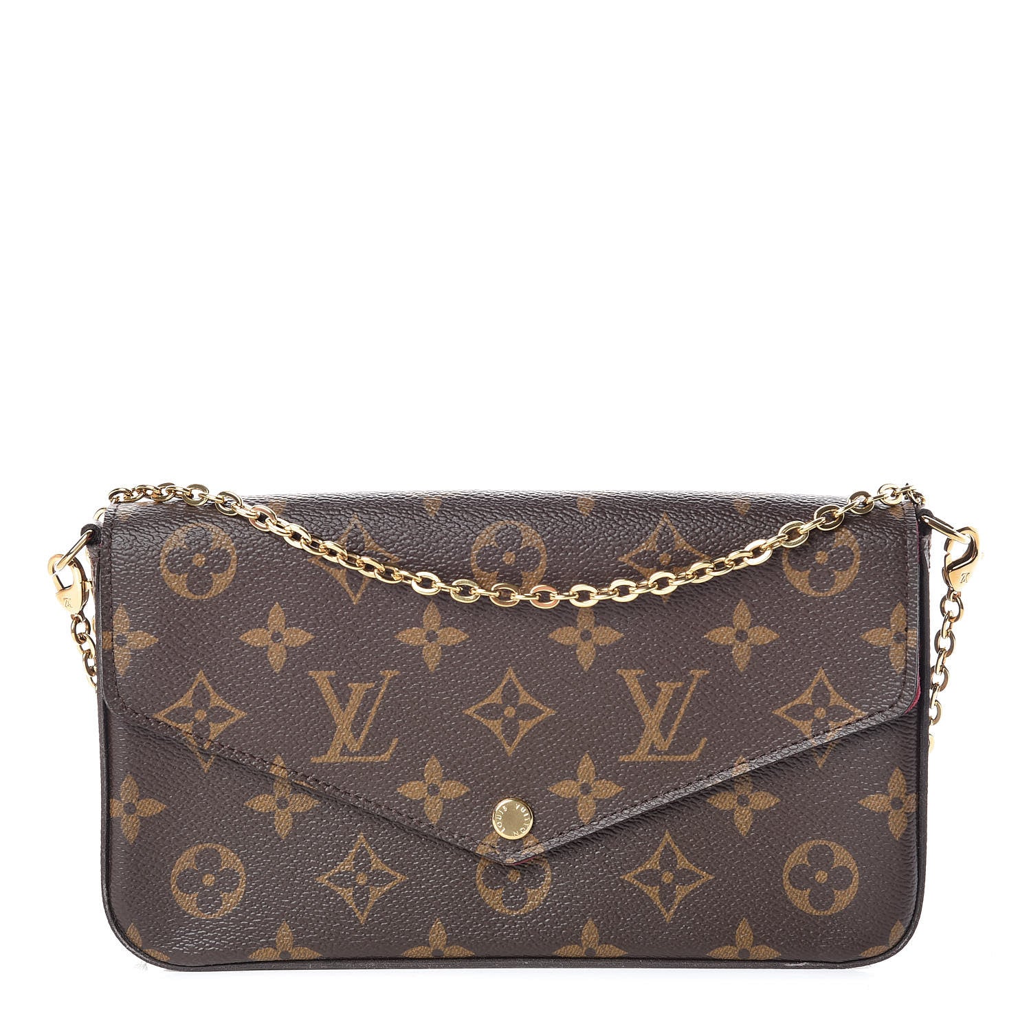 Louis Vuitton Monogram Pochette Felicie Chain Wallet Fuchsia 1 of 11