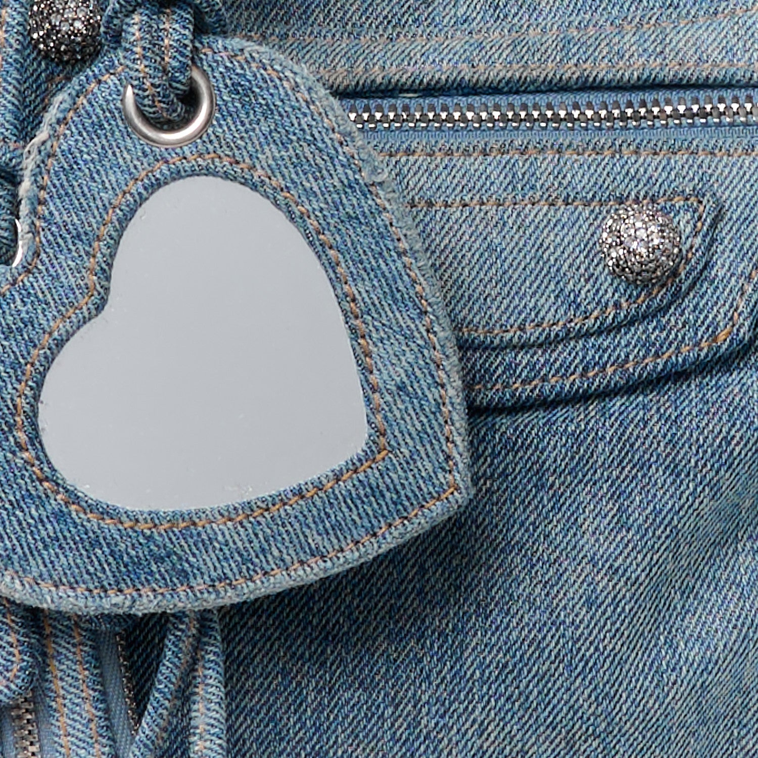Balenciaga Washed Frayed Denim Crystal Neo Cagole City Handbag Blue 12 of 14