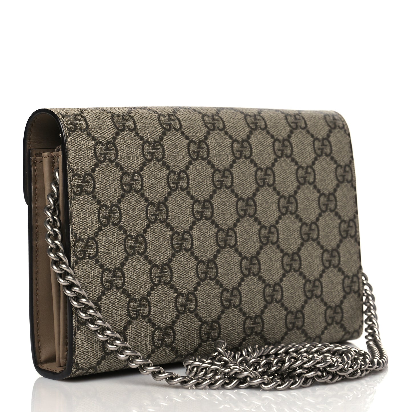 GG Supreme Monogram Mini Dionysus Chain Wallet Beige Taupe