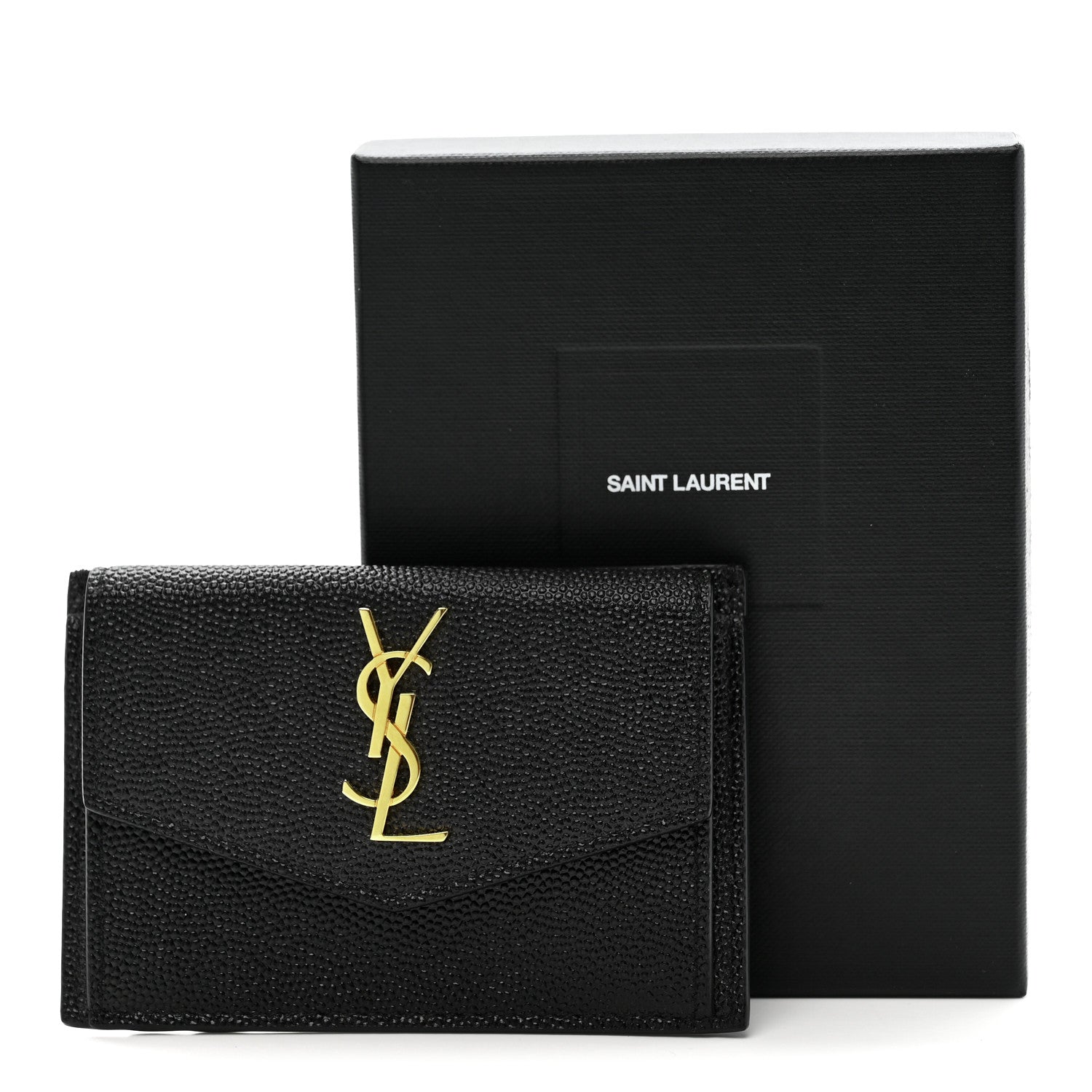 Saint Laurent Grain De Poudre Uptown Monogram Card Case Black 9 of 9