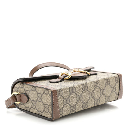 Gucci GG Supreme Monogram Mini Horsebit 1955 Shoulder Bag Beige Brown Sugar 4 of 10