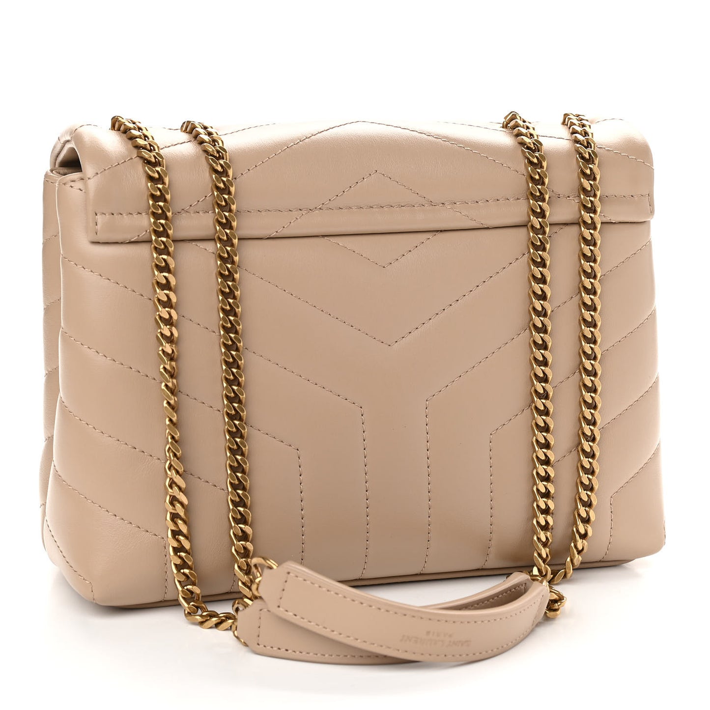 Calfskin Y Quilted Monogram Small Loulou Chain Satchel Dark Beige
