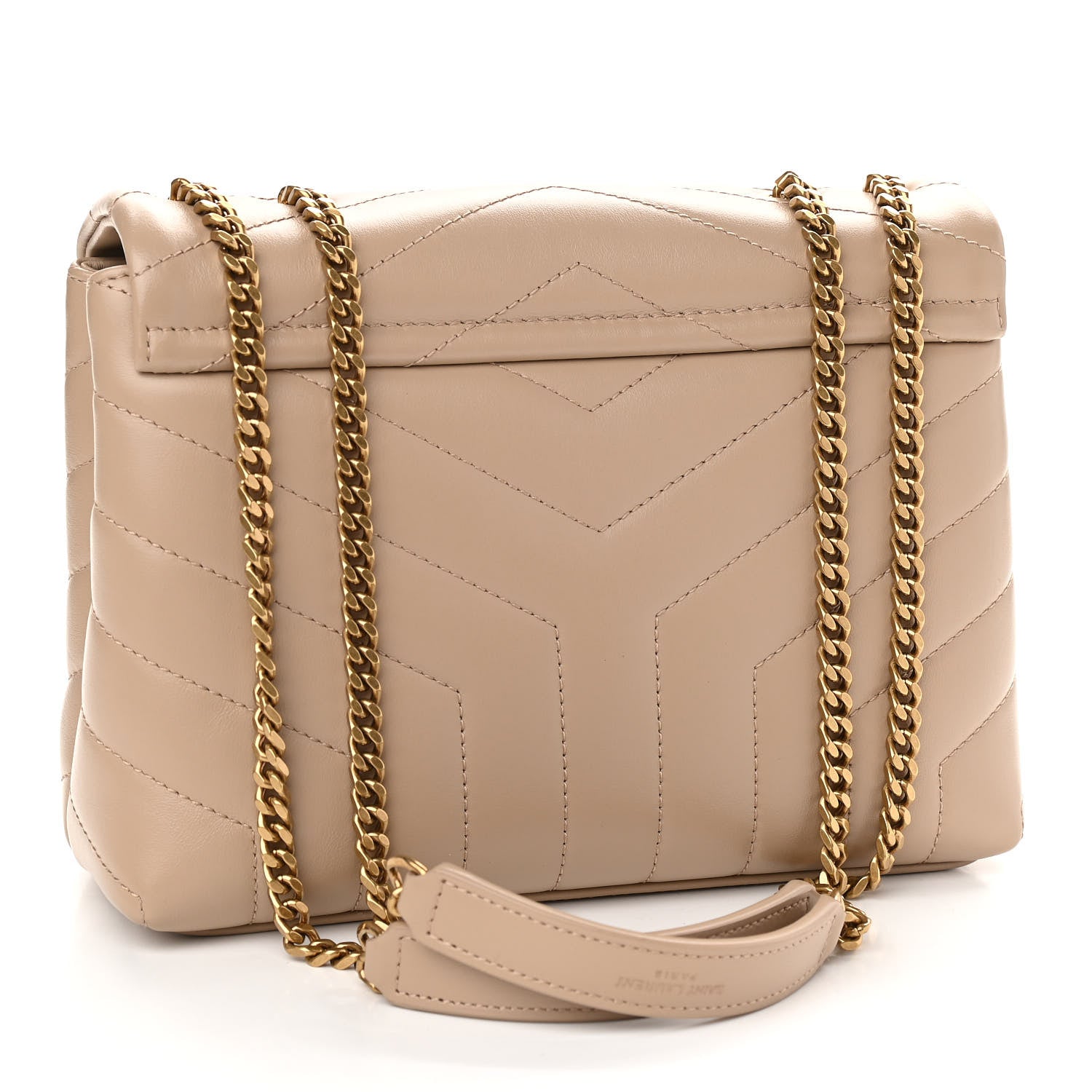 Saint Laurent Calfskin Y Quilted Monogram Small Loulou Chain Satchel Dark Beige 3 of 11