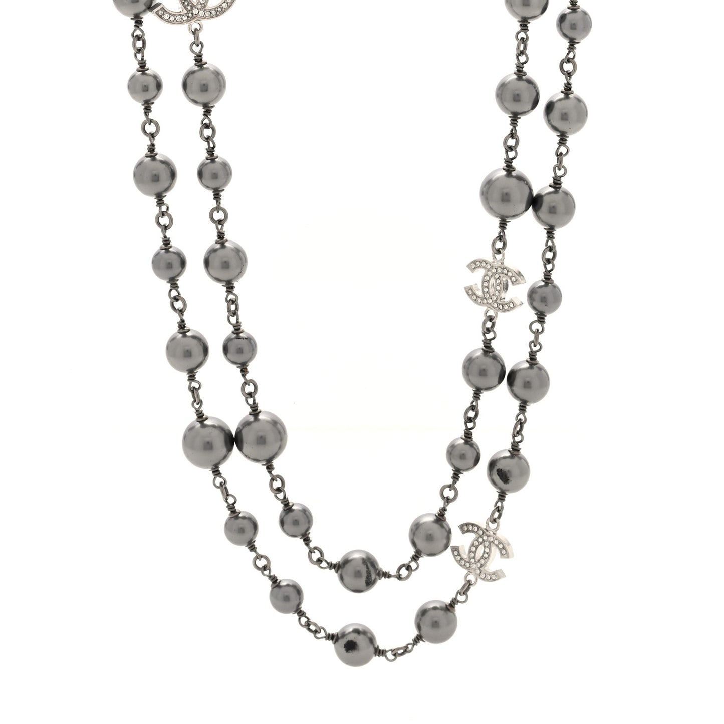 Crystal Beaded CC Long Necklace