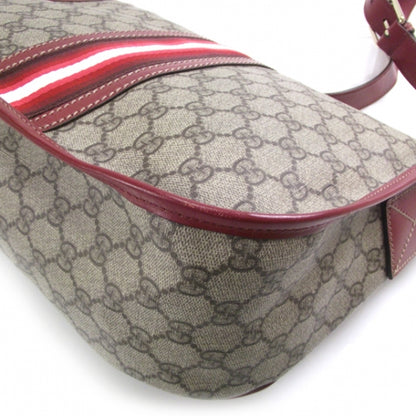 Gucci GG Plus Monogram Medium Double Buckle Flap Messenger Bag Beige Red 5 of 11