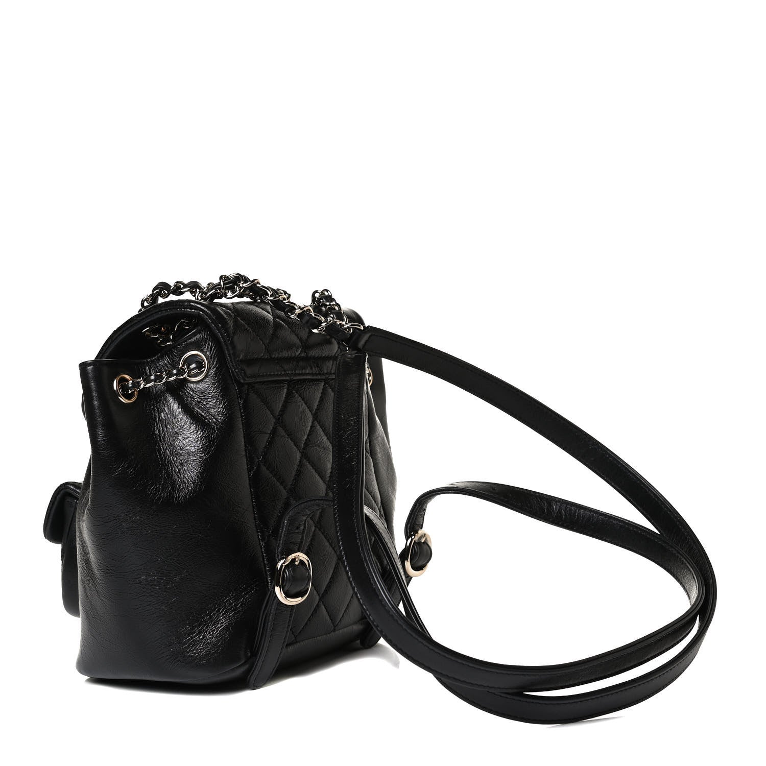 Chanel Glazed Aged Calfskin Quilted Small Duma Drawstring Backpack Black 2 of 13