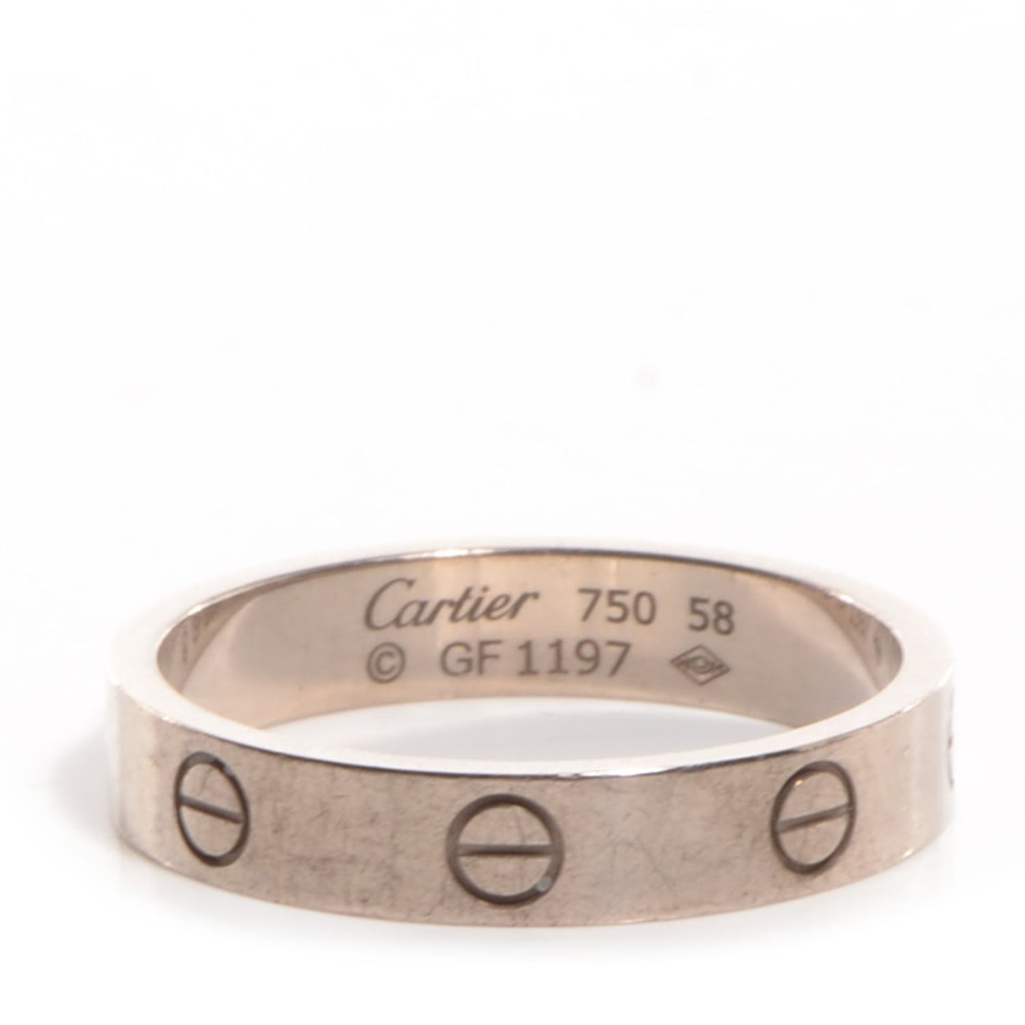 18K White Gold 4mm LOVE Wedding Band Ring 58 8.5