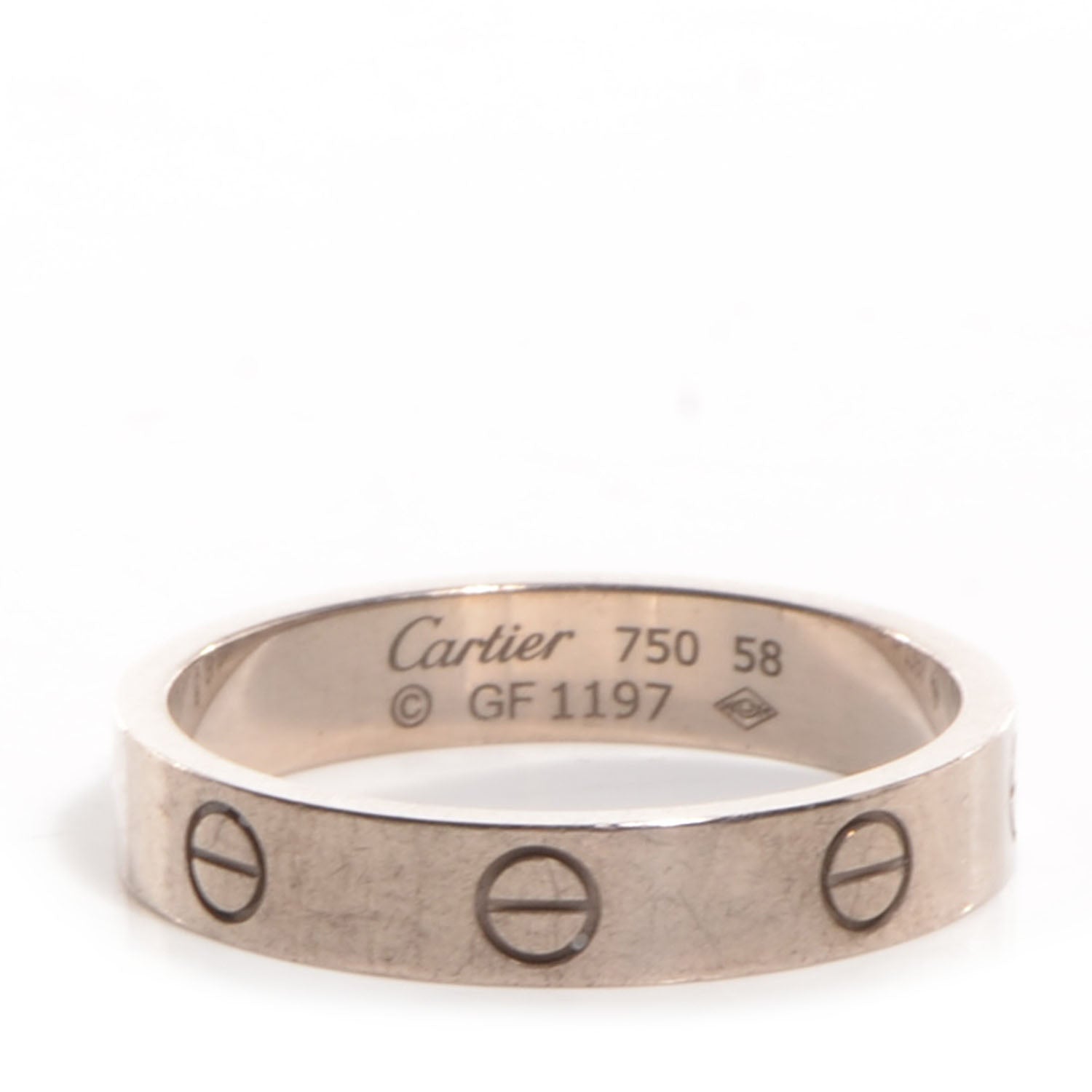 Cartier 18K White Gold 4mm LOVE Wedding Band Ring 58 8.5 4 of 5
