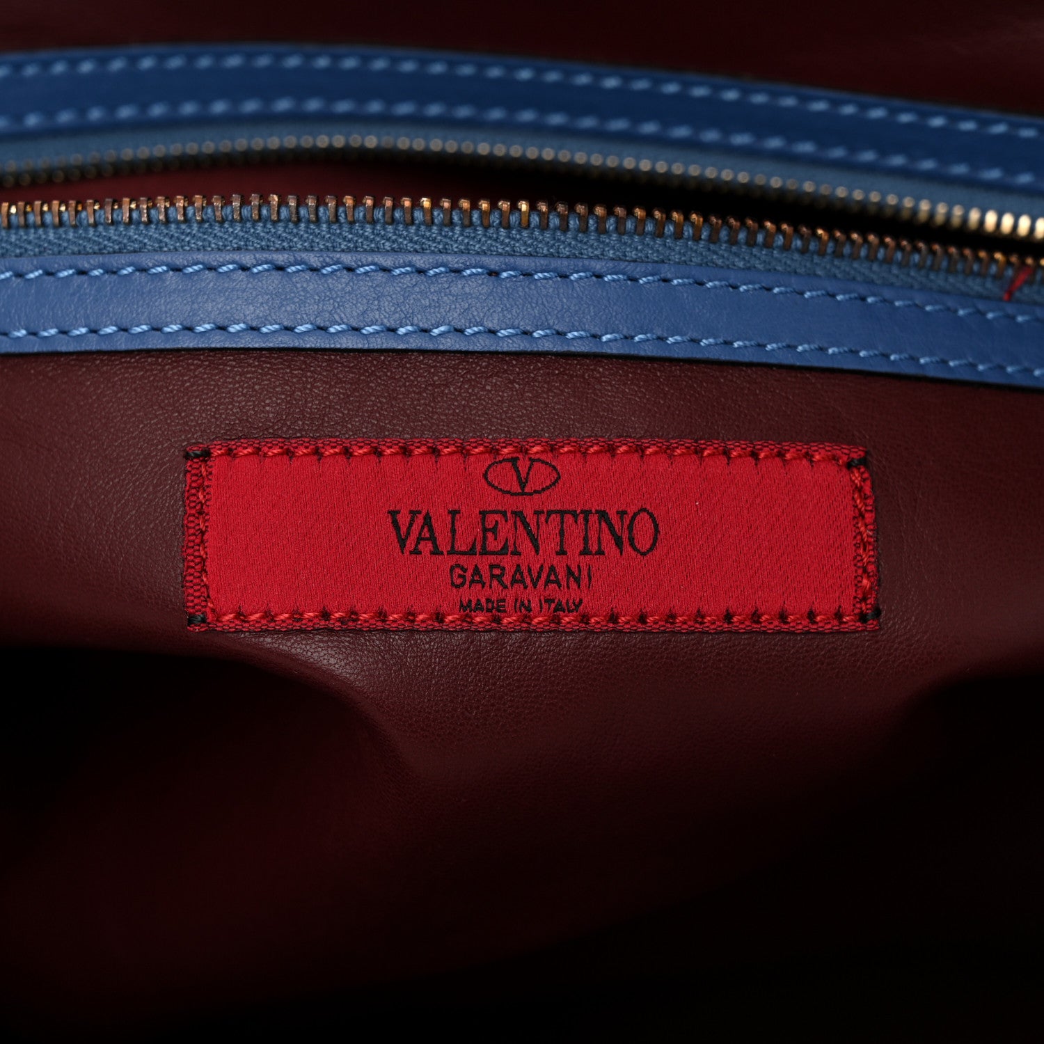 Valentino Garavani Calfskin Colorblock Mime Single Handle Bag Ruby Marine 6 of 14