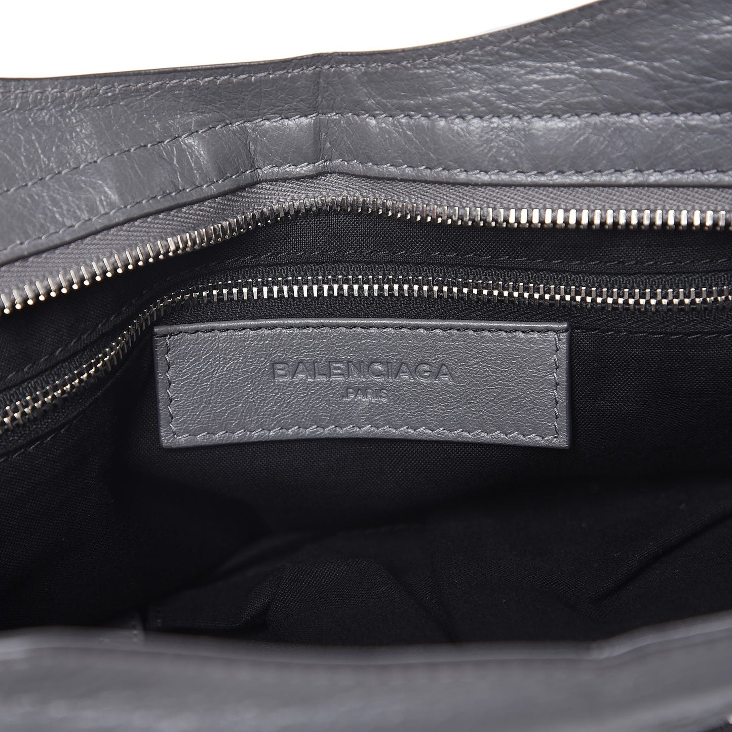 Chevre Silver Metallic Edge Hardware City Gris Cendre
