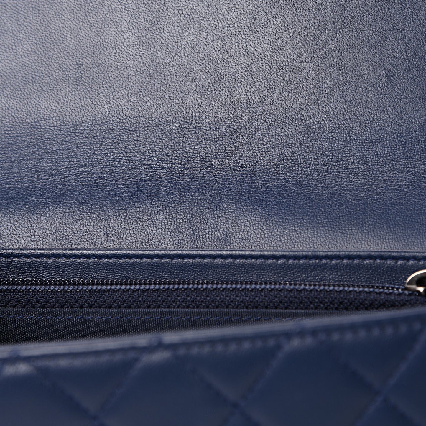 Lambskin Quilted Boy Wallet On Removable Chain WOC Navy Blue