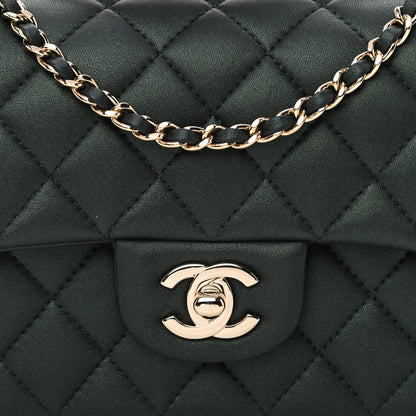Chanel Iridescent Lambskin Quilted Mini Top Handle Rectangular Flap Dark Green 8 of 11
