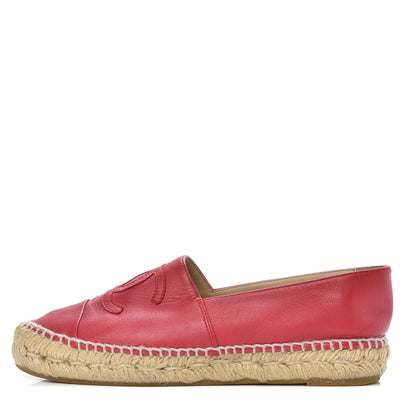 Chanel Lambskin CC Espadrilles 37 Red 1 of 11