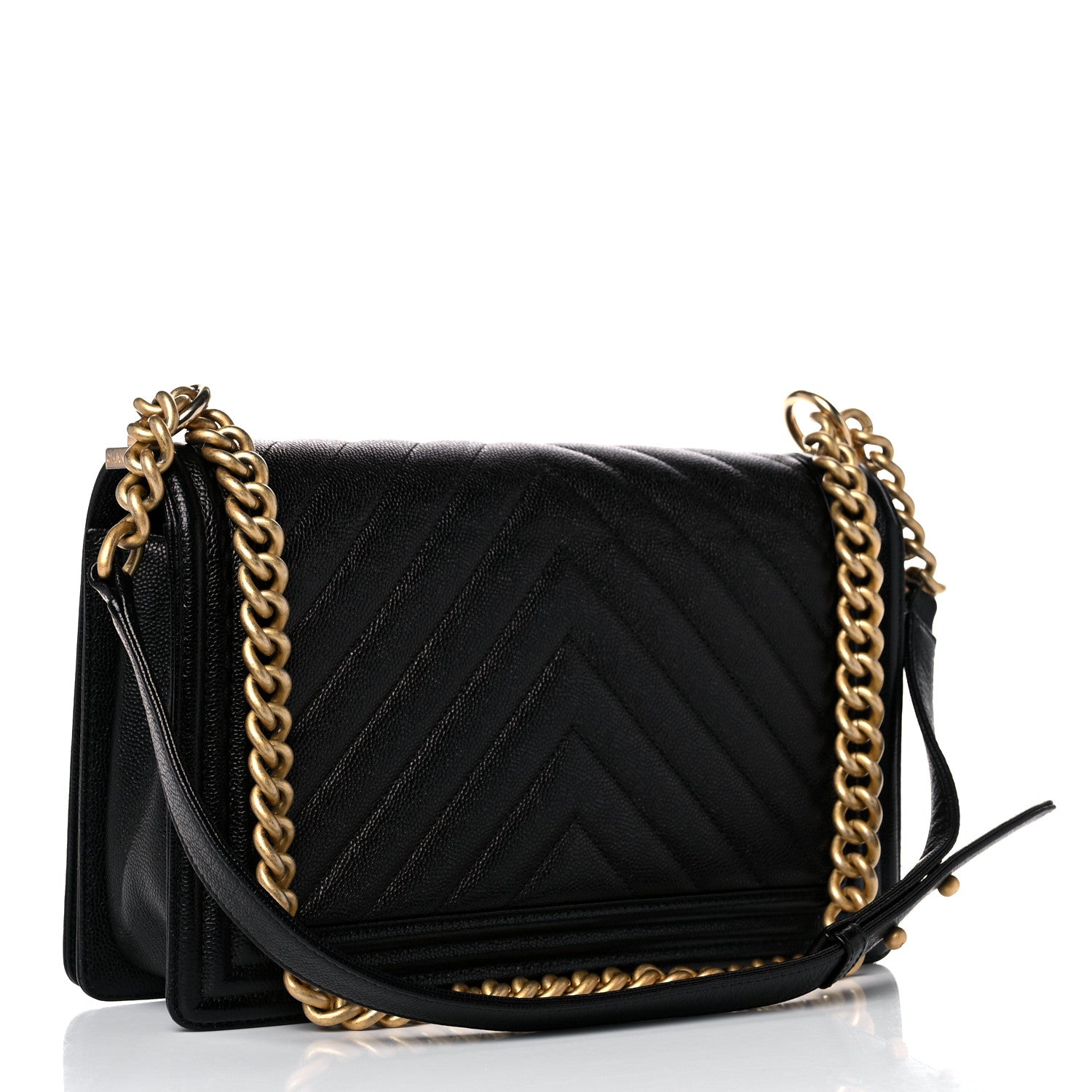 Chanel Caviar Chevron Quilted Medium Boy Flap Black 3 of 17