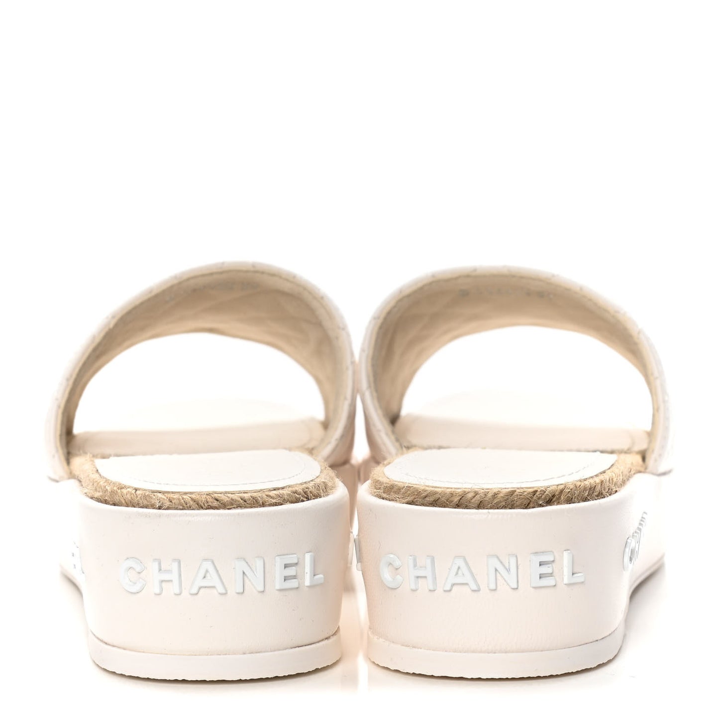 Lambskin Quilted CC Espadrille Slip On Sandals 39 White