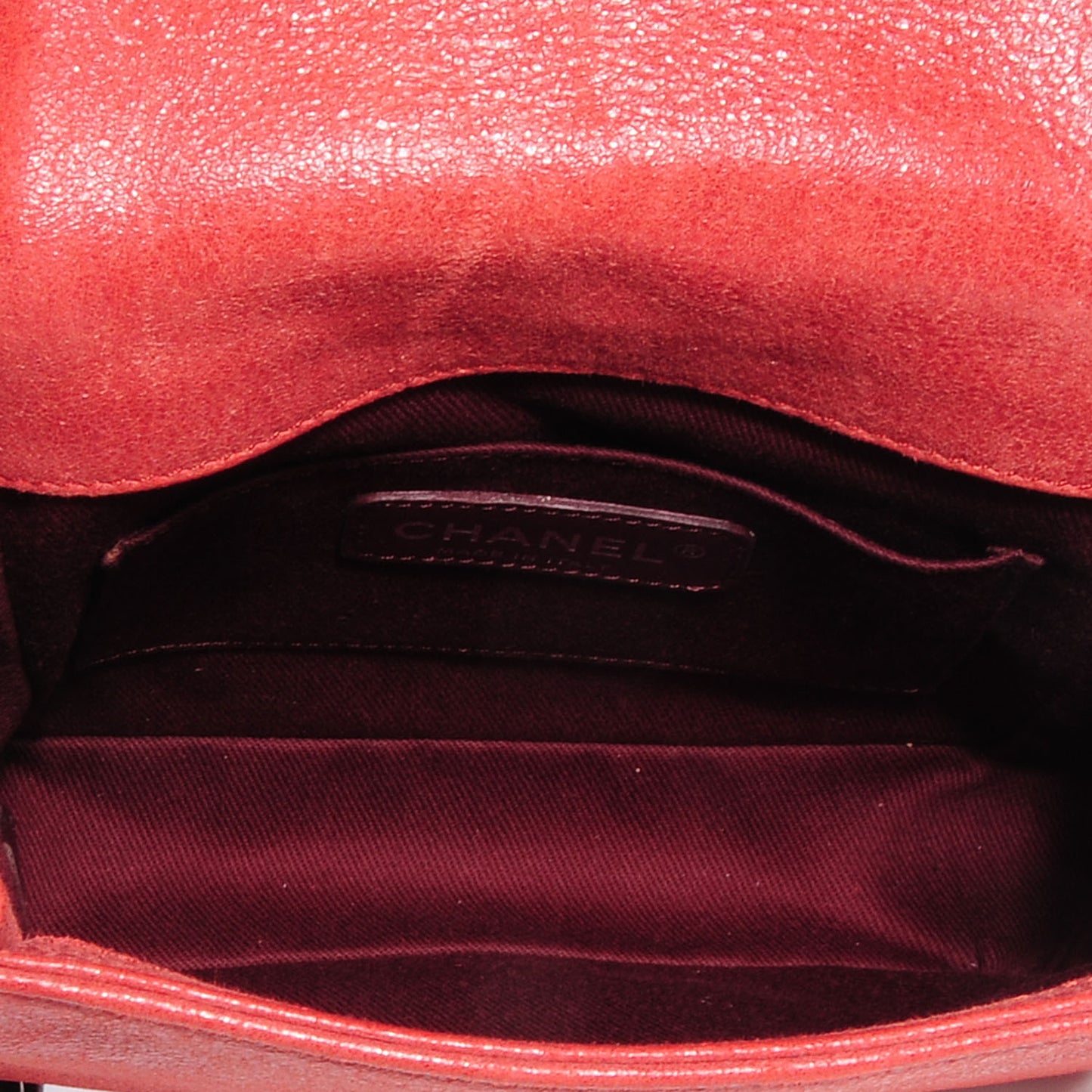 Iridescent Calfskin Quilted Small Gentle Square Boy Flap Red
