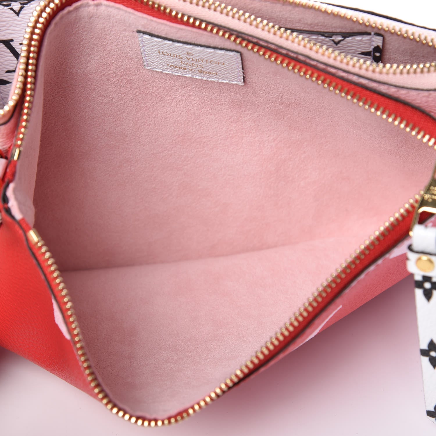 Louis Vuitton Monogram Giant Double Zip Pochette Rouge 6 of 11