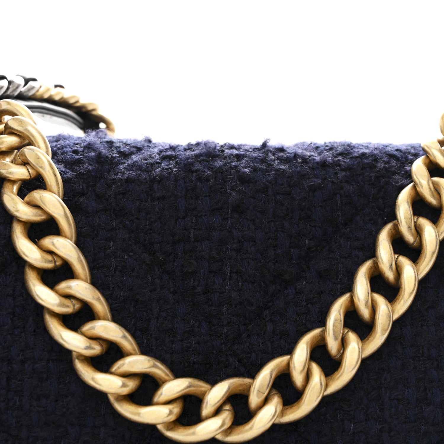 Chanel Tweed Quilted Maxi Chanel 19 Flap Navy 8 of 10