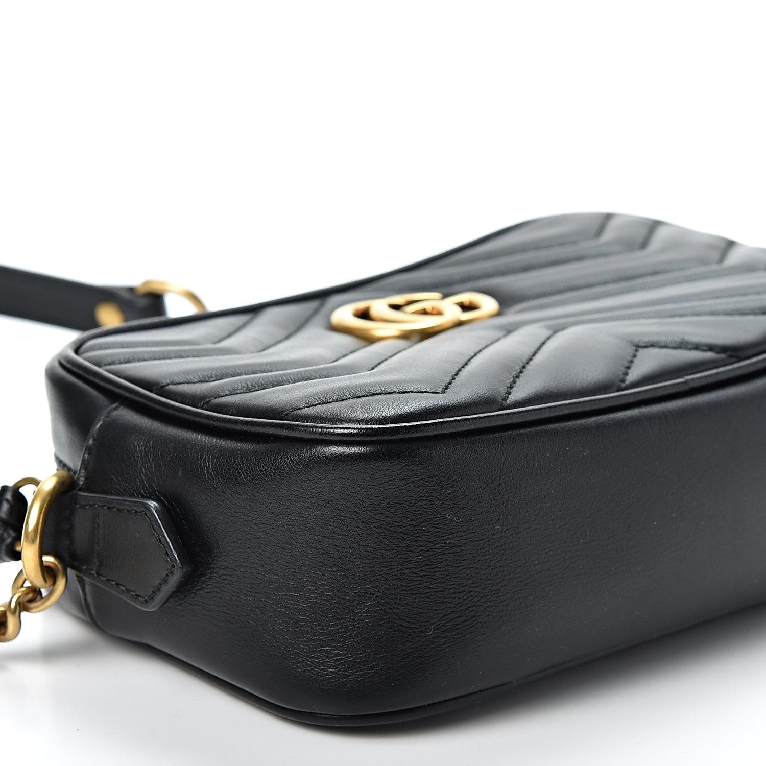 Gucci Calfskin Matelasse Mini GG Marmont Chain Shoulder Bag Black 8 of 10