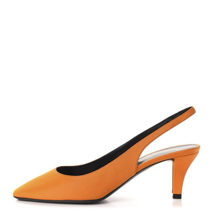Saint Laurent Satin Kiki Slingback Pumps 38 Orange 1 of 10