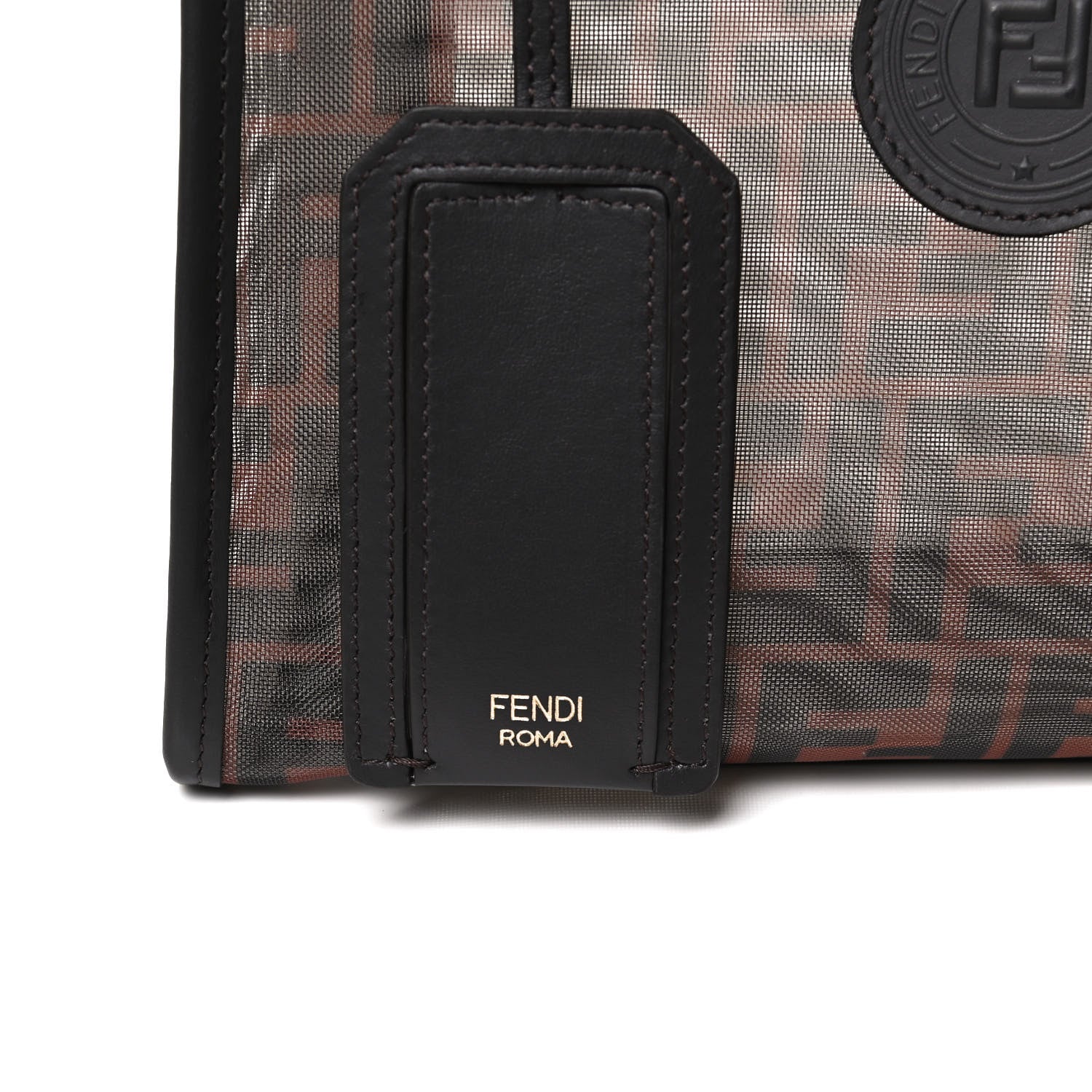 Fendi Mesh Vitello Century FF 1974 Mini Peekaboo Defender Cover Marrone Black Ebano 8 of 12