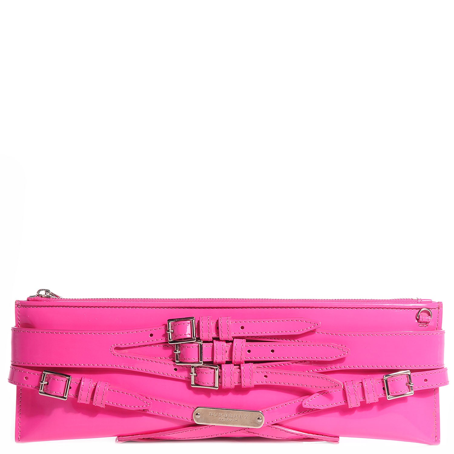 Burberry Patent Bridle Calfskin Parmoor Clutch Bag Pink 1 of 12