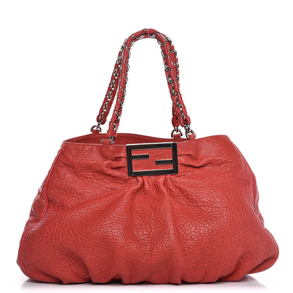 Fendi Crinkled Lambskin Mia Tote Red 1 of 12