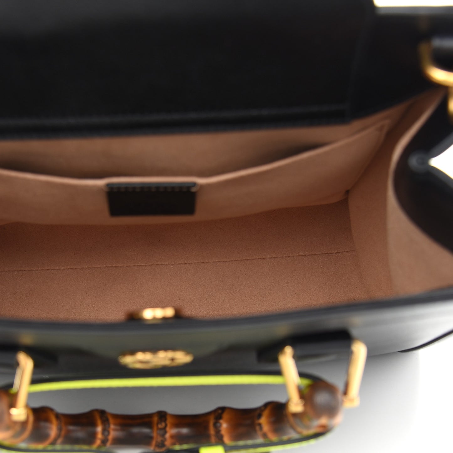 Calfskin Small Diana Tote Bag Black Yellow Fluo