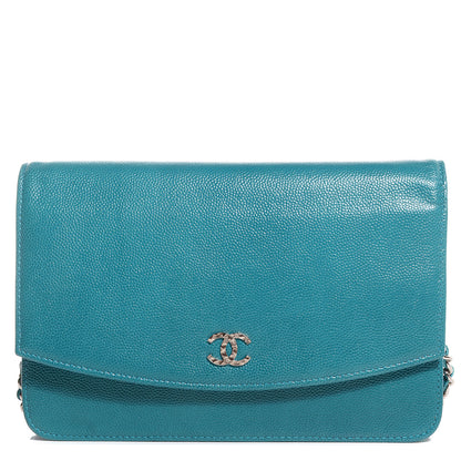Chanel Caviar Sevruga Wallet on Chain WOC Turquoise 1 of 8