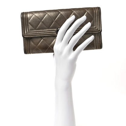 Chanel Iridescent Calfskin Quilted Boy Flap Wallet Dark Gold 2 of 14