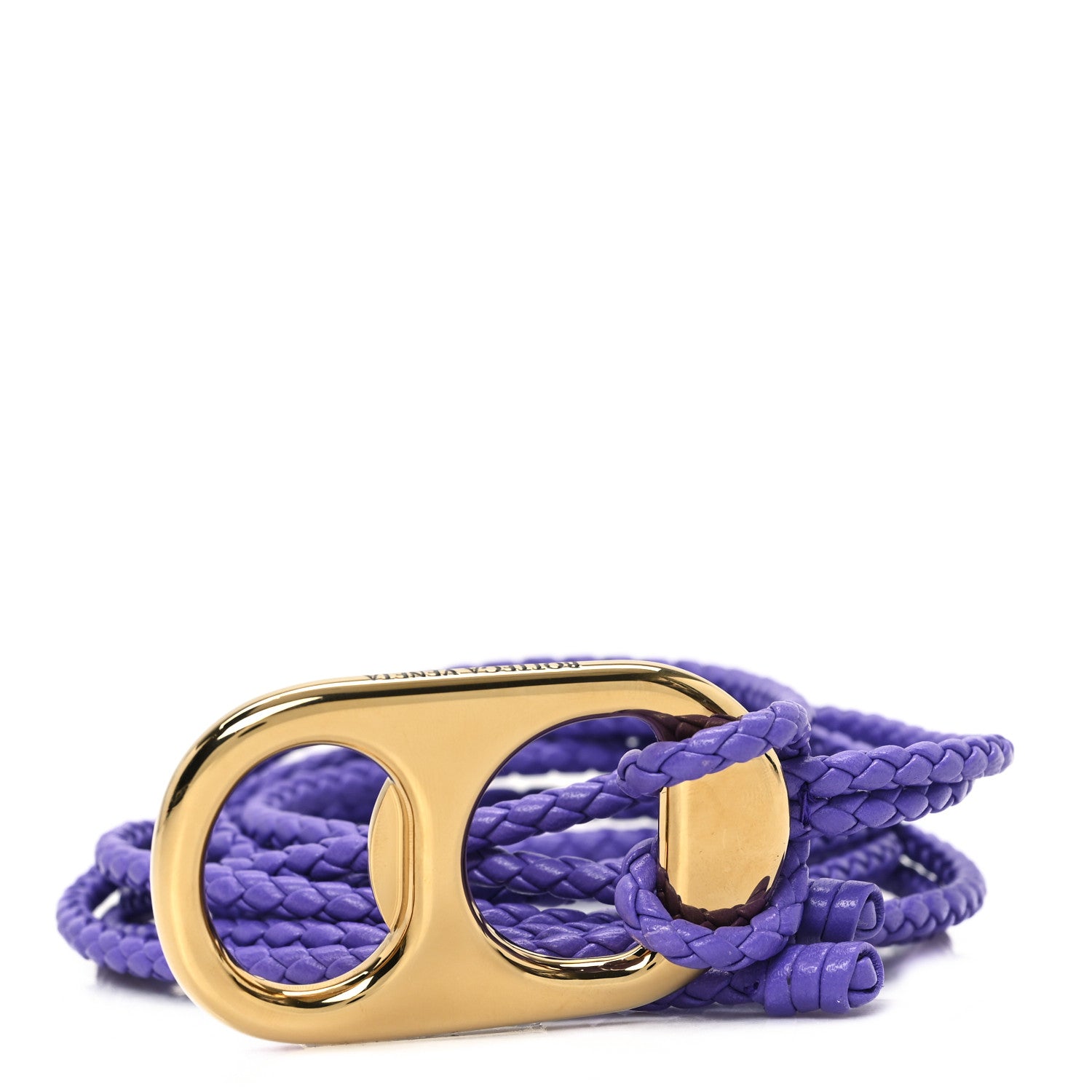 Bottega Veneta Braided Calfskin Belt Purple Gold 1 of 4