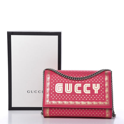 Gucci X SEGA Calfskin GUCCY Stars Chain Wallet Violet Fuxia Gold 10 of 10