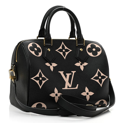 Louis Vuitton Empreinte Monogram Giant Speedy Bandouliere 25 Black Beige 3 of 9