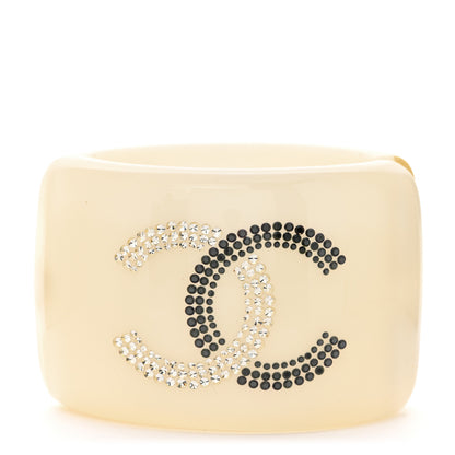 Chanel Resin Crystal CC Cuff White 1 of 5