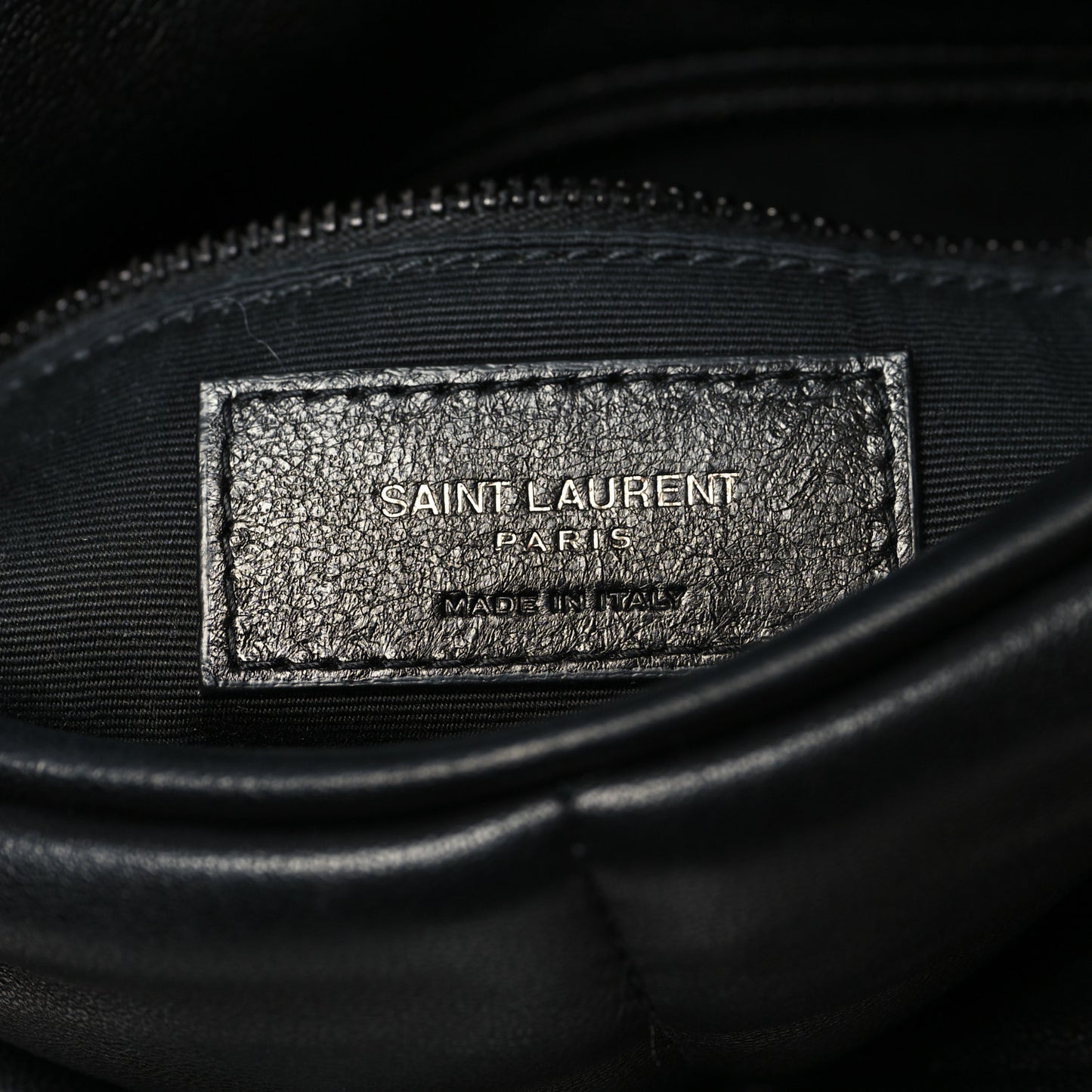 Lambskin Quilted Small Loulou Puffer Monogram Chain Satchel Black