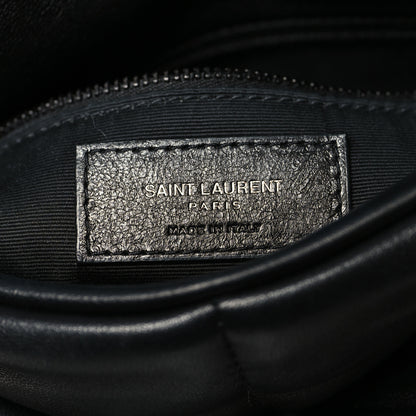 Saint Laurent Lambskin Quilted Small Loulou Puffer Monogram Chain Satchel Black 6 of 11