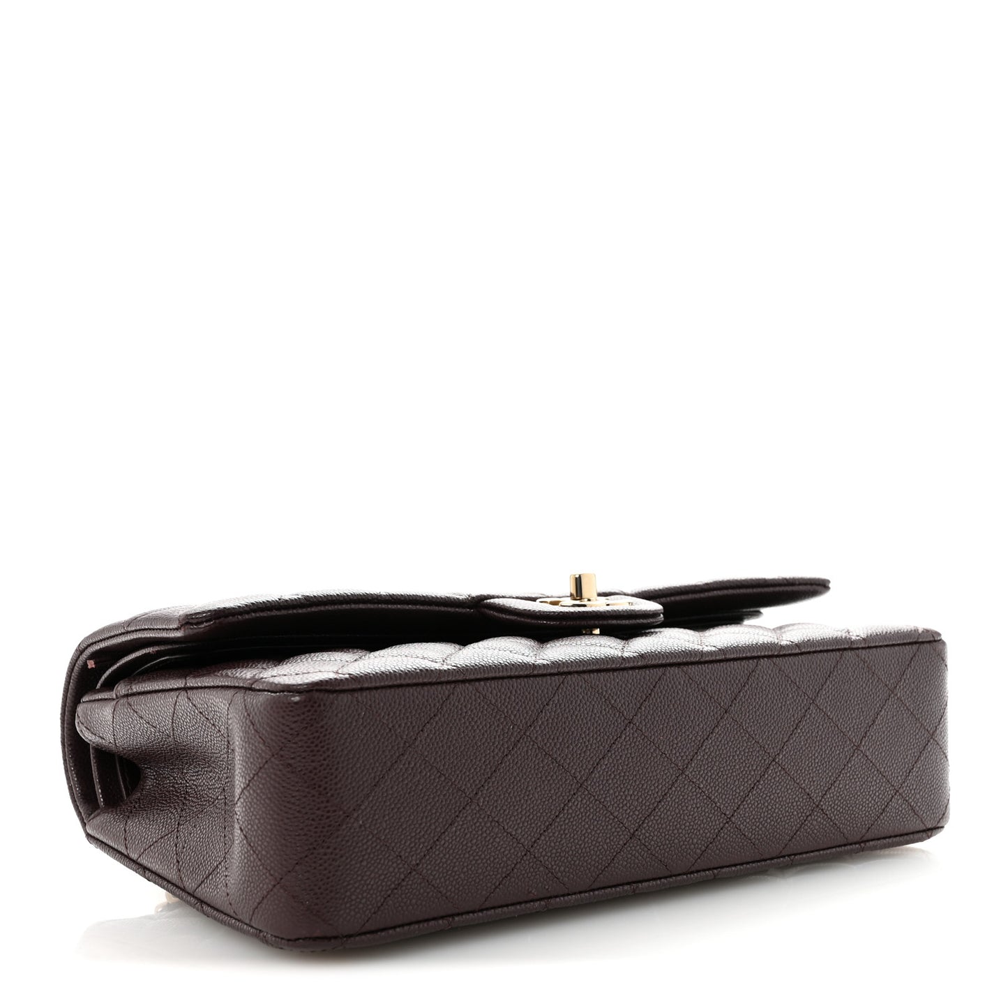 Caviar Quilted Medium Double Flap Dark Brown