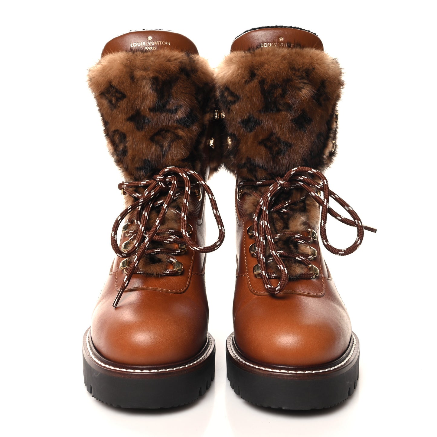 Calfskin Mink Territory Ranger Combat Boots 38 Cognac
