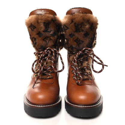 Louis Vuitton Calfskin Mink Territory Ranger Combat Boots 38 Cognac 2 of 8