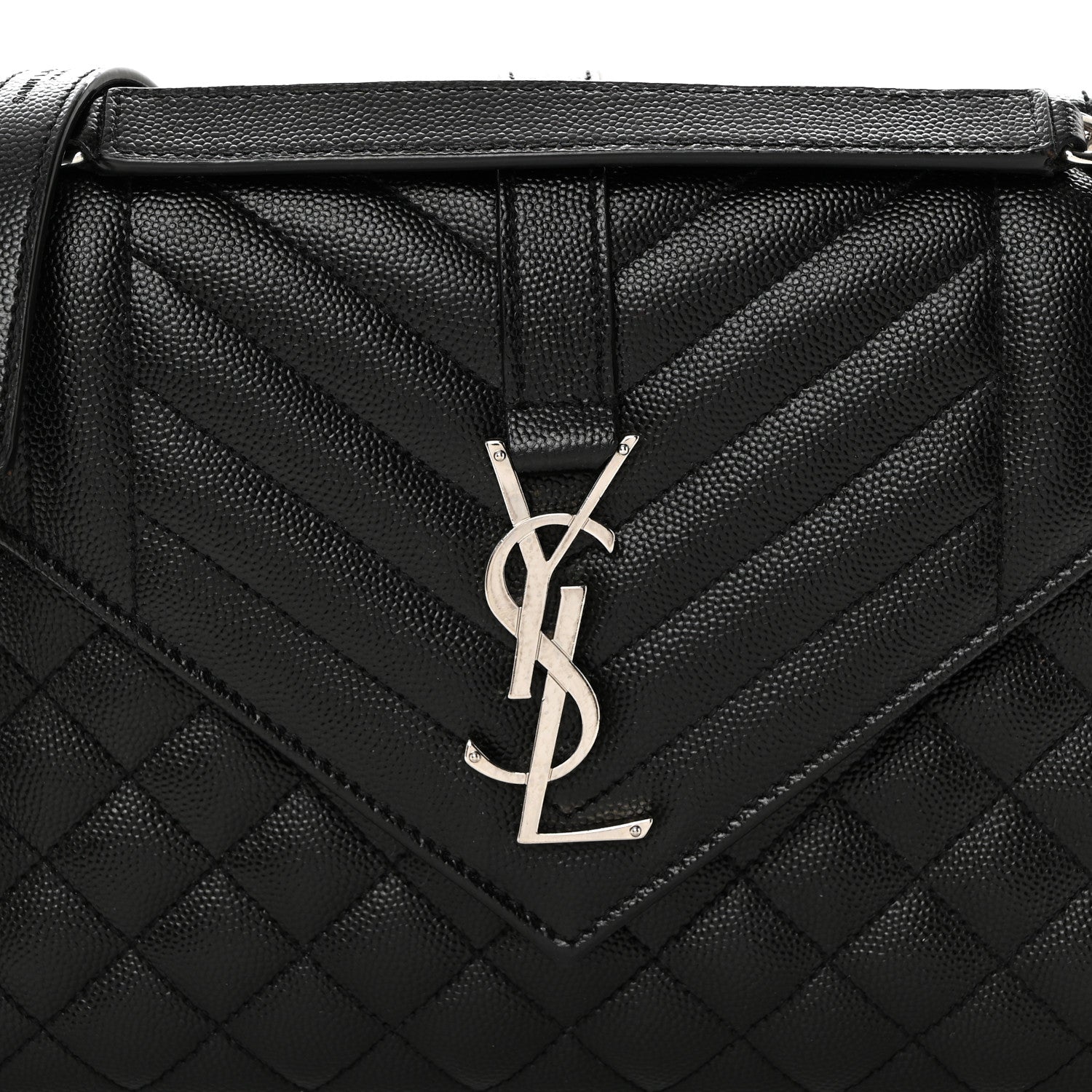 Saint Laurent Grain De Poudre Textured Mixed Matelasse Triquilt Medium Monogram Satchel Black 8 of 10