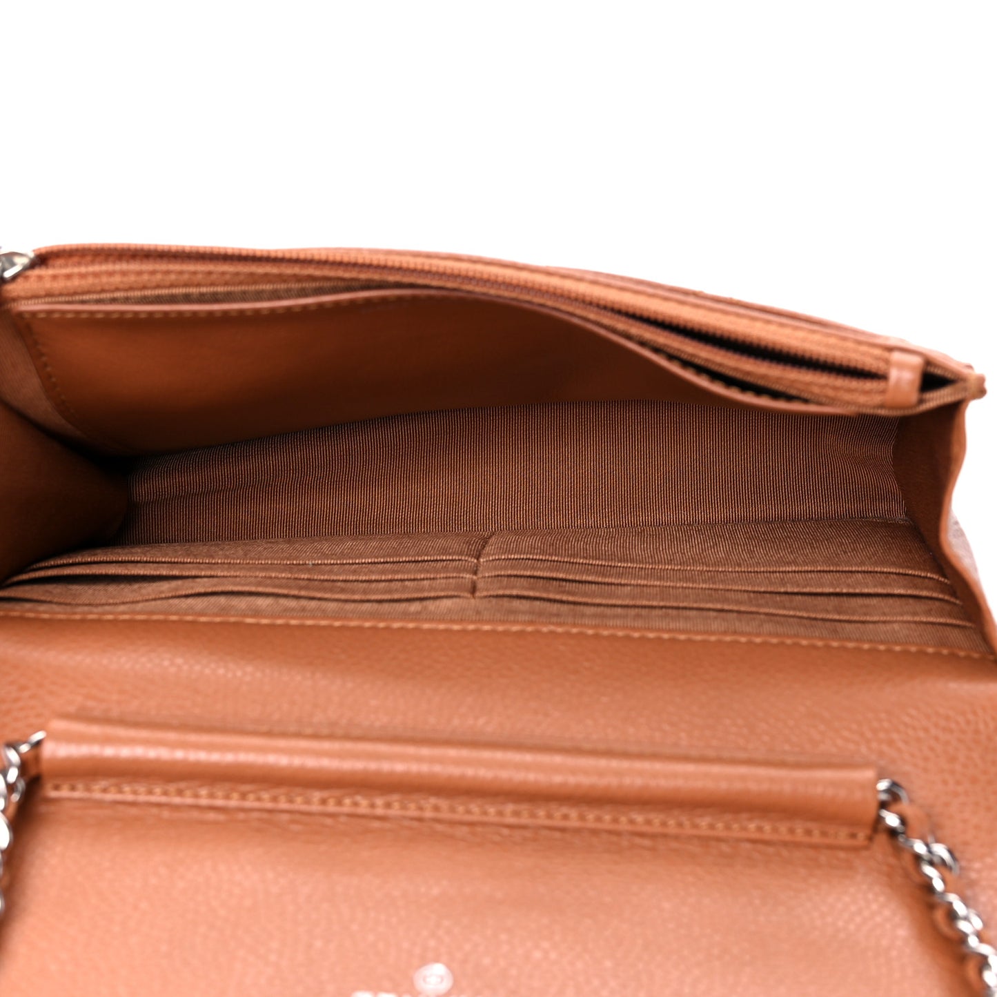 Caviar Quilted Wallet On Chain WOC Light Brown