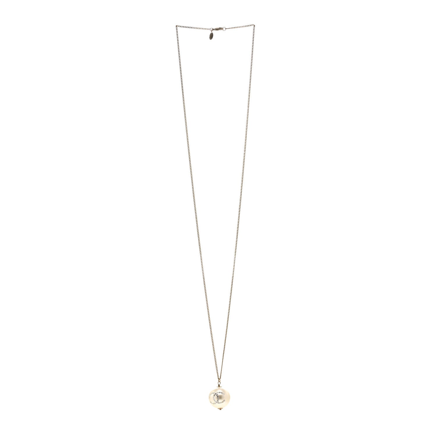 Chanel Pearl Crystal CC Pendant Necklace Gold 3 of 6
