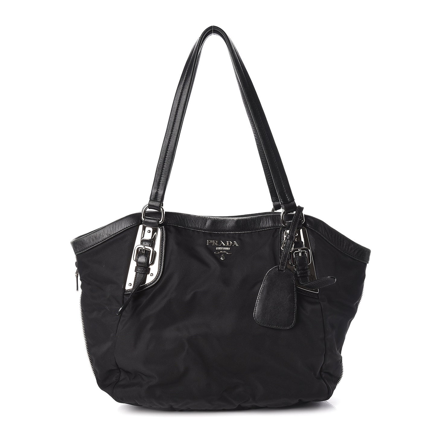 Tessuto Nylon Zip Around Shoulder Bag Black