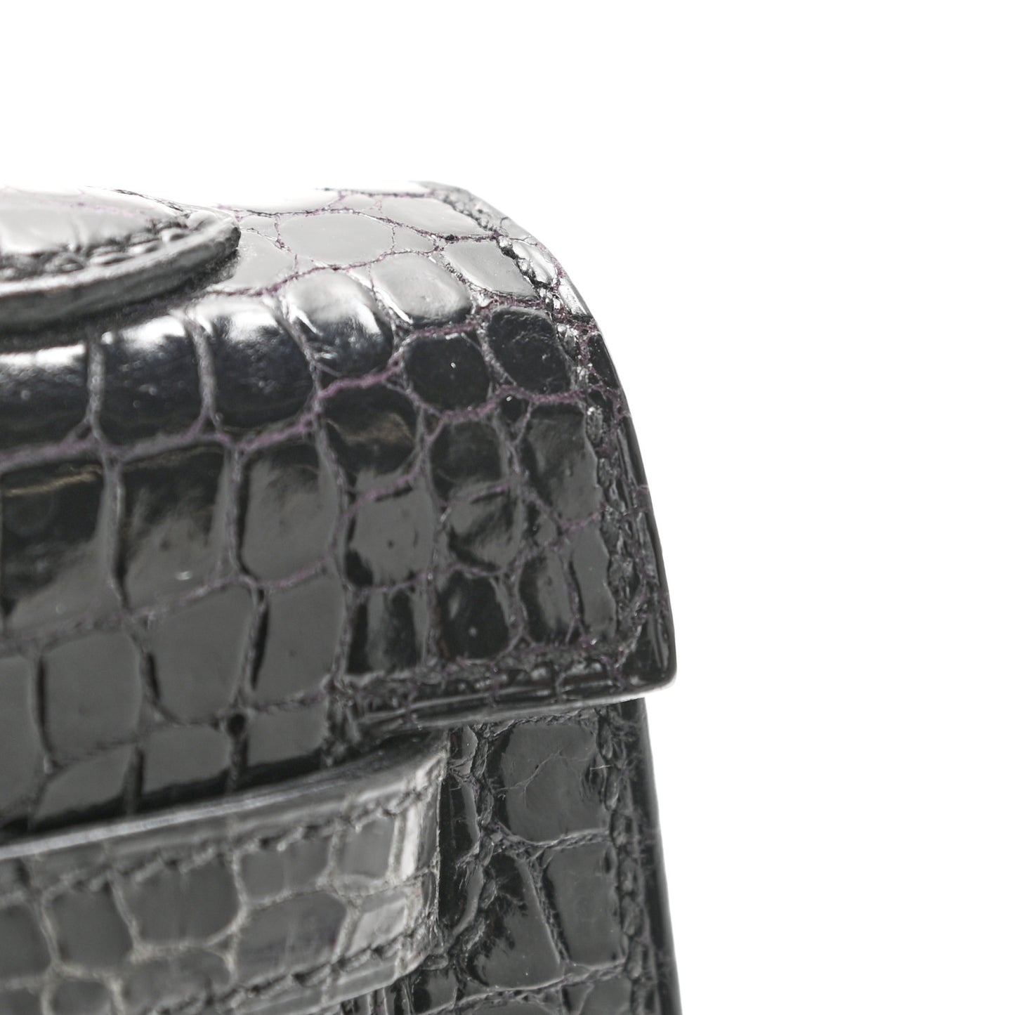 Shiny Porosus Crocodile Kelly Sellier 25 Black