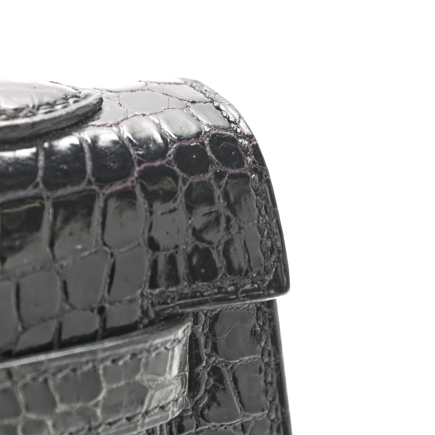 Hermes Shiny Porosus Crocodile Kelly Sellier 25 Black 14 of 18