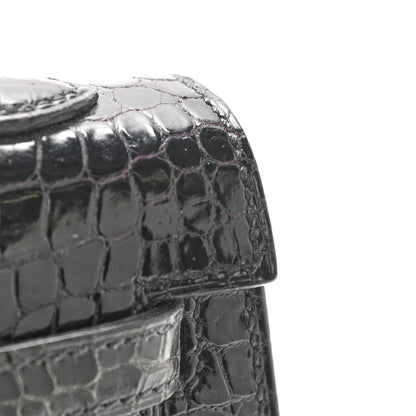 Hermes Shiny Porosus Crocodile Kelly Sellier 25 Black 14 of 18