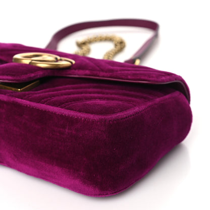 Gucci Velvet Matelasse Mini GG Marmont Shoulder Bag Fuchsia Violet Cyclamen 10 of 10